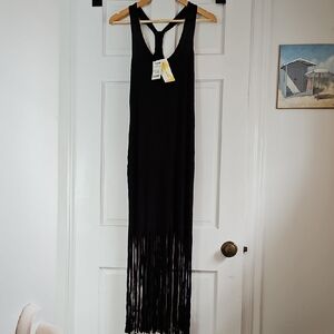 Lily Bleu Black Fringe Beach Cover Up NWT